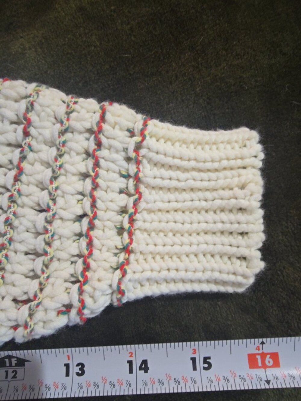 Bimba y Lola Cream Chunky Knit Sweater Womens S Red Green Fleck Cozy Crewneck - Picture 7 of 9